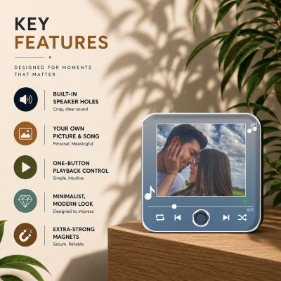 Personalized Musical Fridge Magnet for Couples | Long Distance Relationship Gift | Loveable Person Gift Birthday Gift for Husband Wife Rechargeable Playable Music Player
